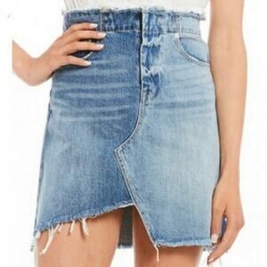 NWT Chelsea & Violet asymmetrical raw hem denim mini skirt size 31